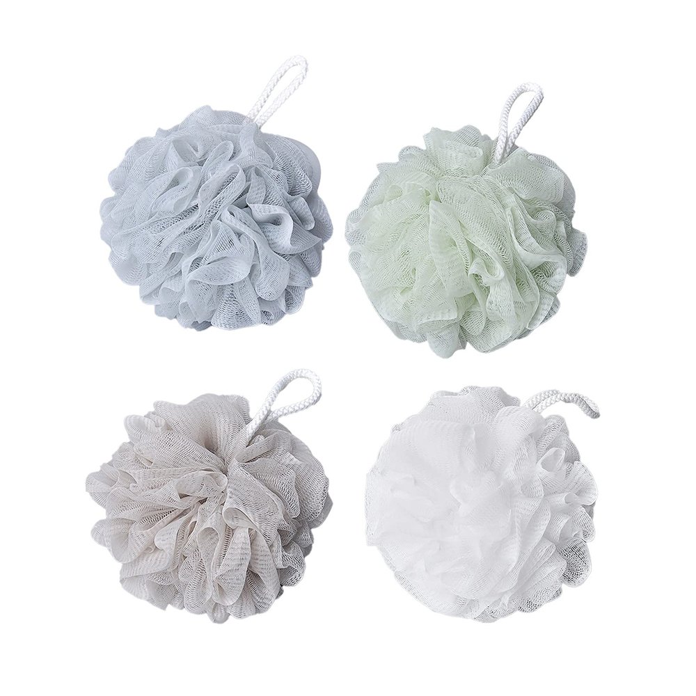 4pcs Shower Flower Bath Ball In Frosted Bag, Shower Flower Bath Flower Shower Sponge for Bath and Exfoliator Soft
