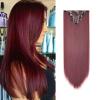 Benehair 8PCS Clip in Hair Extensions Wine Red Burgundy Highlight Seamless Double Weft Hair Extensions Full Head 18 Clips Women Hairpiece 26" Straight Tangle-free Silky Soft Party Valentines view 1
