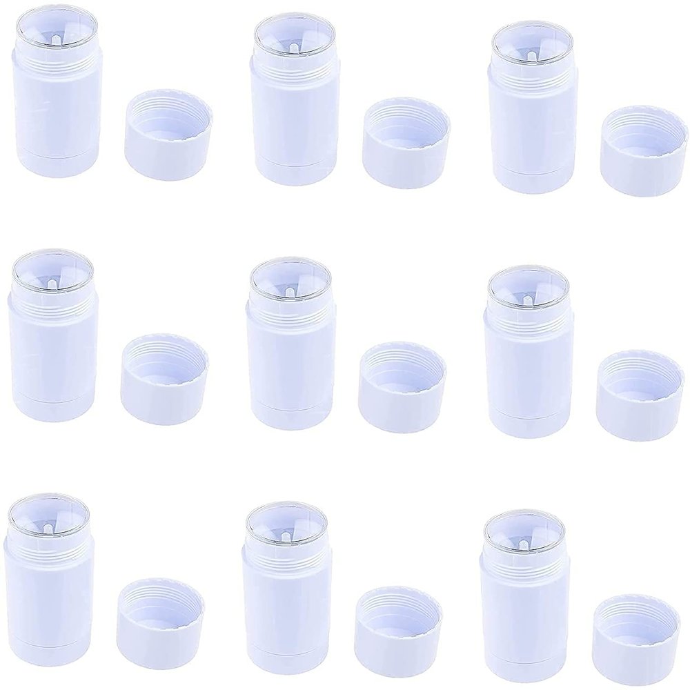 Healthcom 10 Pcs 30ml Plastic Deodorant Containers Round Lip Balm Tubes Twist-up Filling Stick 1 Oz Refillable Plastic Deodorant Bottles Cosmetic for DIY Deodorant Lipstick Crayon Chapstick(White)