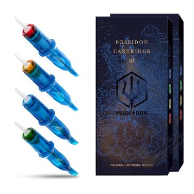 POSEIDON V3 Tattoo Cartridge Needles 30Pcs with Membrane Safety Cartridges Disposable Tattoo Needle for Tattoo Artists Curved/Round Magnum (1009RM)