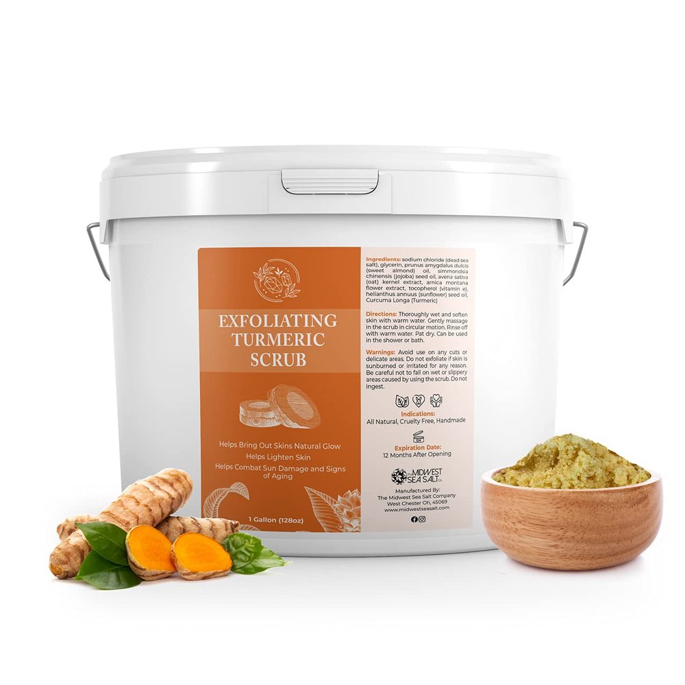 The Midwest Sea Salt Company - Exfoliating Turmeric Scrub - 128oz - Citrus - Exfoliating Body Scrub