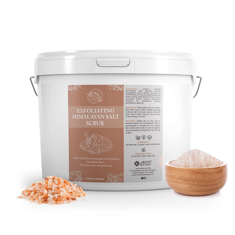 The Midwest Sea Salt Company - Exfoliating Himalayan Salt Scrub - 128oz - Unscented - Exfoliating Body Scrub