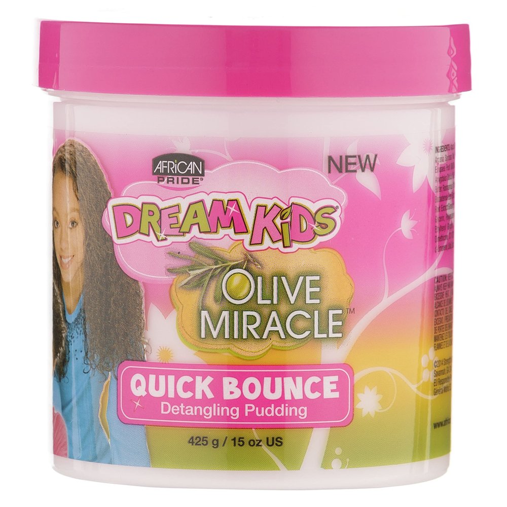 African Pride Dream Kids Olive Miracle Quick Bounce Detangling Pudding (3 Pack) - Detangles & Controls Hair Frizz, Adds Shine to Natural Coils & Curls, 15 Oz