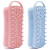 2 PC Silicone Exfoliating Body Scrubber, 2 in 1 Silicone Body Shampoo Brush, Soft Silicone Loofah for Sensitive Skin, Shower Silicone Hair Scalp Massager, Easy to Clean, Lather Well (Pink&Blue) view 1