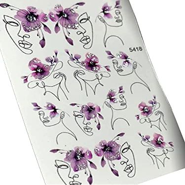 INKVICTUS Flower and People Nail Decals / Sliders 5418 Glitter Nail Decals, Sliders for Manicure or Pedicure, Decal for Nails, Slider for Manicures and Pedicures, Nail Art, Creates Stunning Look