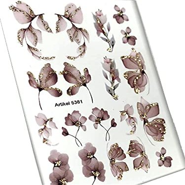 IBDI INKVICTUS Flower Nail Decals / Sliders 5381 Glitter Nail Decals, Sliders for Manicure or Pedicure, Decal for Nails, Slider for Manicures and Pedicures, Nail Art, Creates Stunning Look