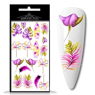 INKVICTUS Summer Leaf Nail Decals / Sliders 5504 for Manicure or Pedicure, Decal for Nails, Slider for Manicures and Pedicures, Nail Art