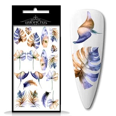 INKVICTUS Summer Leaf Nail Decals / Sliders 5507 for Manicure or Pedicure, Decal for Nails, Slider for Manicures and Pedicures, Nail Art
