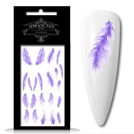 INKVICTUS Feather Nail Decals / Sliders 5149 for Manicure or Pedicure, Decal for Nails, Slider for Manicures and Pedicures, Nail Art