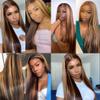 13x4 Hd lace front wigs human hair Bone straight human hair wigs Highlight 4/27 Pre-Plucked human hair wigs 18inches view 4