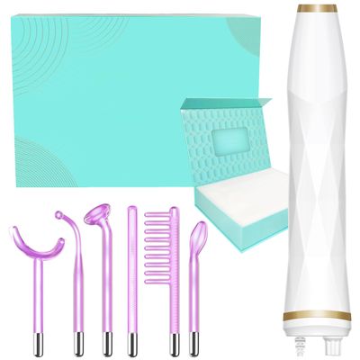 High Frequency Facial Wand - TUMAKOU Portable Violet High Frequency Facial Skin Machine - with 6 Glass Tubes