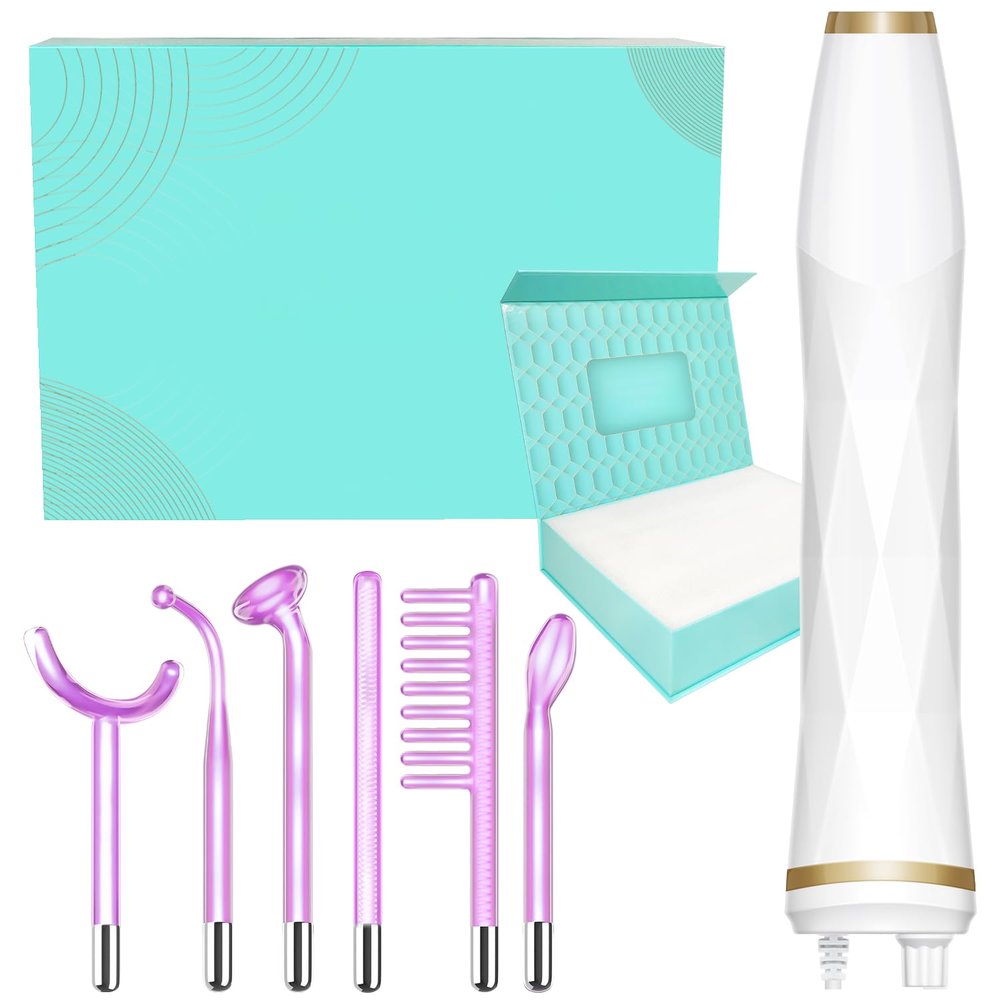 High Frequency Facial Wand - TUMAKOU Portable Violet High Frequency Facial Skin Machine - with 6 Glass Tubes