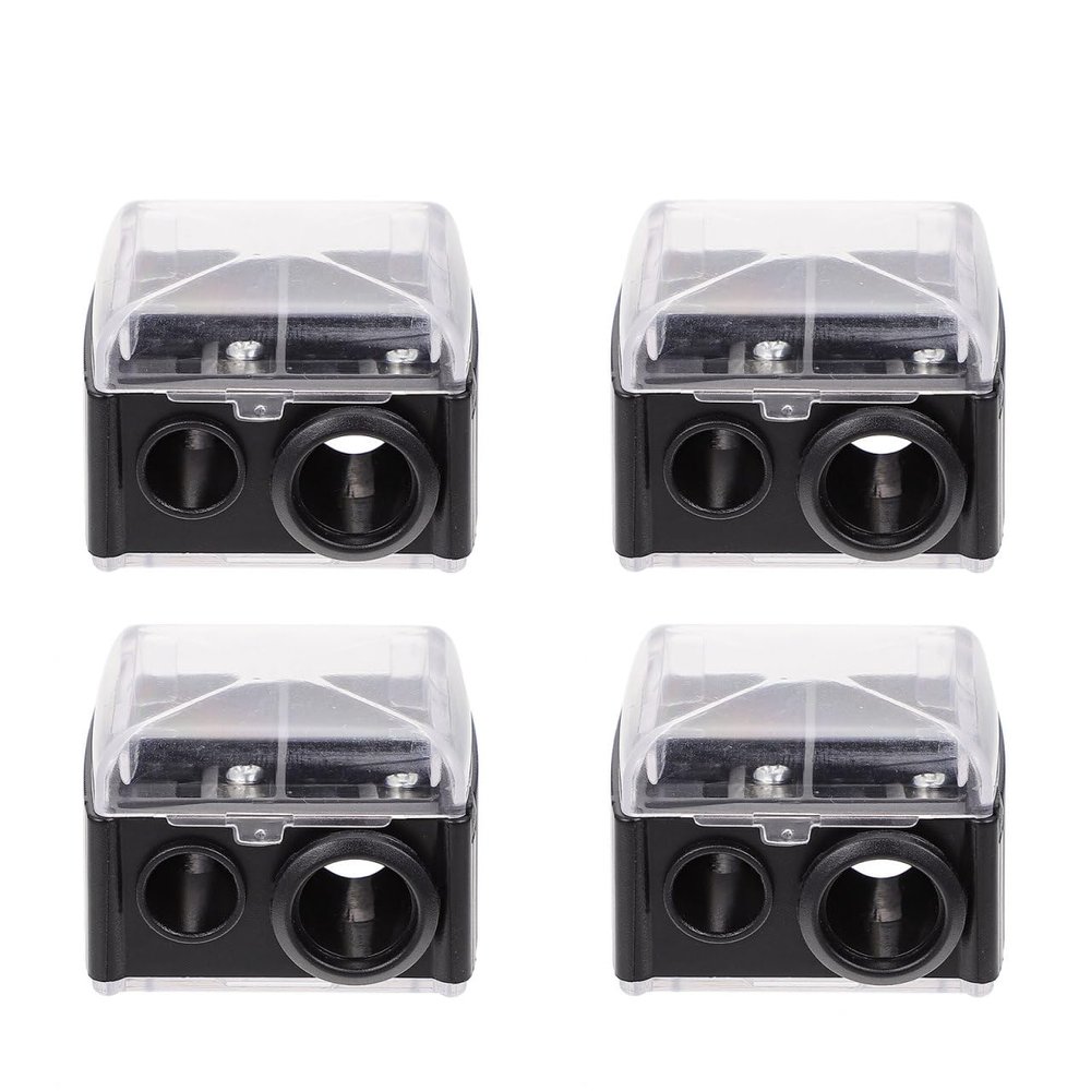 Lurrose Dual Hole Cosmetic Pencil Sharpener with Protective Caps for Eyebrow and Eyeliner Pencils Portable Makeup Sharpener for Women
