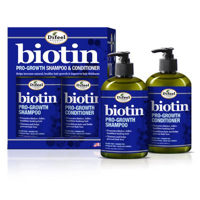 Difeel Pro-Growth Biotin Shampoo & Conditioner 2-PC Gift Set - Thinning Hair & Hair Loss, Paraben Free