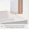 YAMAZAKI Home Tower Large Makeup Organizer Cosmetic Caddy With Handle Vanity Storage Drawer With Lid - Steel + Wood view 4