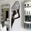 Pretty Woman Wall Decals Hair Salon Beauty Master Barber Vinyl Sticker Hairstyle Barbershop Decor EA116 (Black, Medium) view 1