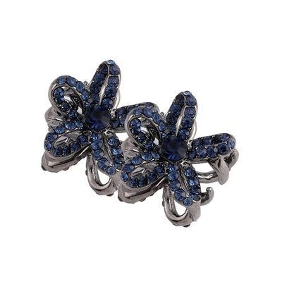 EXCEART Decorative Rhinestone Hair Accessories - 2Pcs Mini Retro Crystal Claw Clips With No-Slip Metal Grip Jaw Barrette Clamps for Women and Girls
