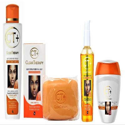 CT+ Clear Therapy Extra Lightening Skin Cream 6.76 & Lotion 8.45oz & Soap 6.17oz & Serum 2.37oz & Liner101 LPS40 Pencil & Sample Fragrance