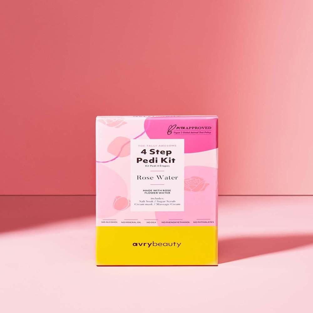 AVRYBEAUTY 4-Step Pedi Rose Water Infused Pedi Kit