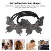 Beaupretty Rhinestone Hair Accessories Hair Bun Making Styling Tool Rhinestone Butterflies Hair Bun Maker Hair Band Accessory Bun Shaper for Hair Wedding Bun Hair Accessory Hair Donut view 2