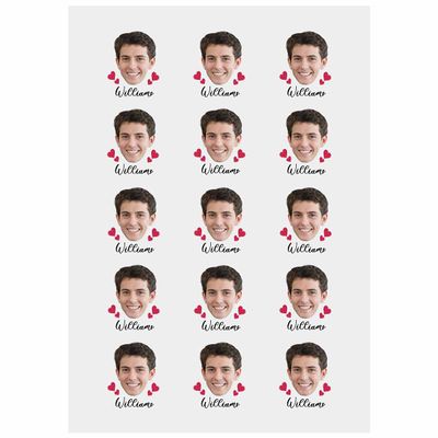 Custom The Groom Face Heart Temporary Tattoos Adult, Personalized Fake Tattoos for Funny Bachelorette Party, Temporary Tattoos for Women,15 tattoos in One Paper Design10