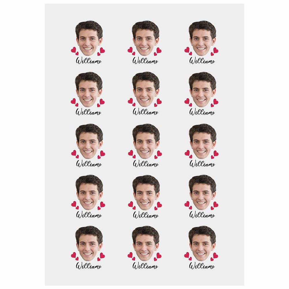 Custom The Groom Face Heart Temporary Tattoos Adult, Personalized Fake Tattoos for Funny Bachelorette Party, Temporary Tattoos for Women,15 tattoos in One Paper Design10