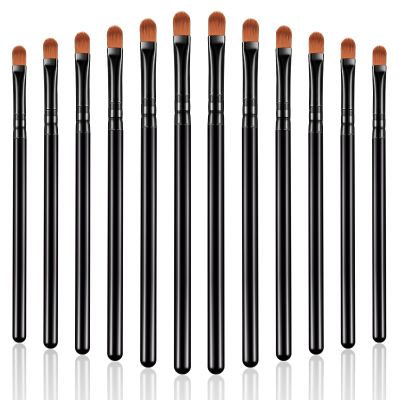 12 Pieces Small Concealer Brush Flat Lip Concealer Brush Under Eye Synthetic Fiber Makeup Eyebrow Outline Foundation for Concealing Blending Setting Buffing Makeup(Black)