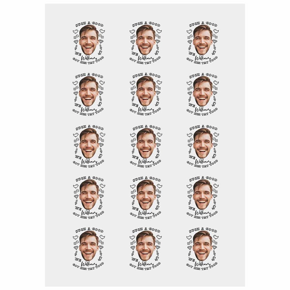 Custom Face Stickers Tattoos, Personalized Temporary Tattoos Fake Tattoos for Brithday, Funny Brithday Gifts for Bachelorette Party, 15 tattoos in One Paper, Upload Your Photo