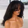 13x4 HD Transparent Invisible Lace Front Natural Wave Human Hair Wig With Bangs Natural Black Color For Black Women Glueless Brazilian Remy Hair 150% Density Pre-Plucked Natural Hairline 22 Inch view 2