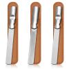 3 Pieces Stainless Steel Nail Files Metal Nail File with Leather Case Heavy Duty Double Sided Metal Manicure Set with Leather Sheath (Brown) view 1