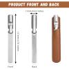 3 Pieces Stainless Steel Nail Files Metal Nail File with Leather Case Heavy Duty Double Sided Metal Manicure Set with Leather Sheath (Brown) view 2