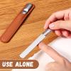 3 Pieces Stainless Steel Nail Files Metal Nail File with Leather Case Heavy Duty Double Sided Metal Manicure Set with Leather Sheath (Brown) view 3