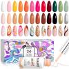 RARJSM Gel Liner Nail Art 24 Pieces 5ml Gel Art Liners for Nails Pink Red Green Yellow Silver Gold Glitter Summer Fall Nude Colors Painting Striping Gelpolish Thin Brush UV Soak off Curing Needed view 1