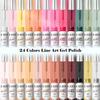 RARJSM Gel Liner Nail Art 24 Pieces 5ml Gel Art Liners for Nails Pink Red Green Yellow Silver Gold Glitter Summer Fall Nude Colors Painting Striping Gelpolish Thin Brush UV Soak off Curing Needed view 2