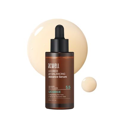 ACWELL Licorice pH Balancing Advanced Facial Serum Ampoule 1.01 fl.oz. - Radiance and Dark Spot care Face Serum for Dull Skin, Reduces Acne and Blemishes, Minimizes Fine Lines, Healthy Glow Skin