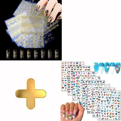 30 Sheets Gold Nail Art Stickers with 8 Sheets Butterfly Nail Art Stickers