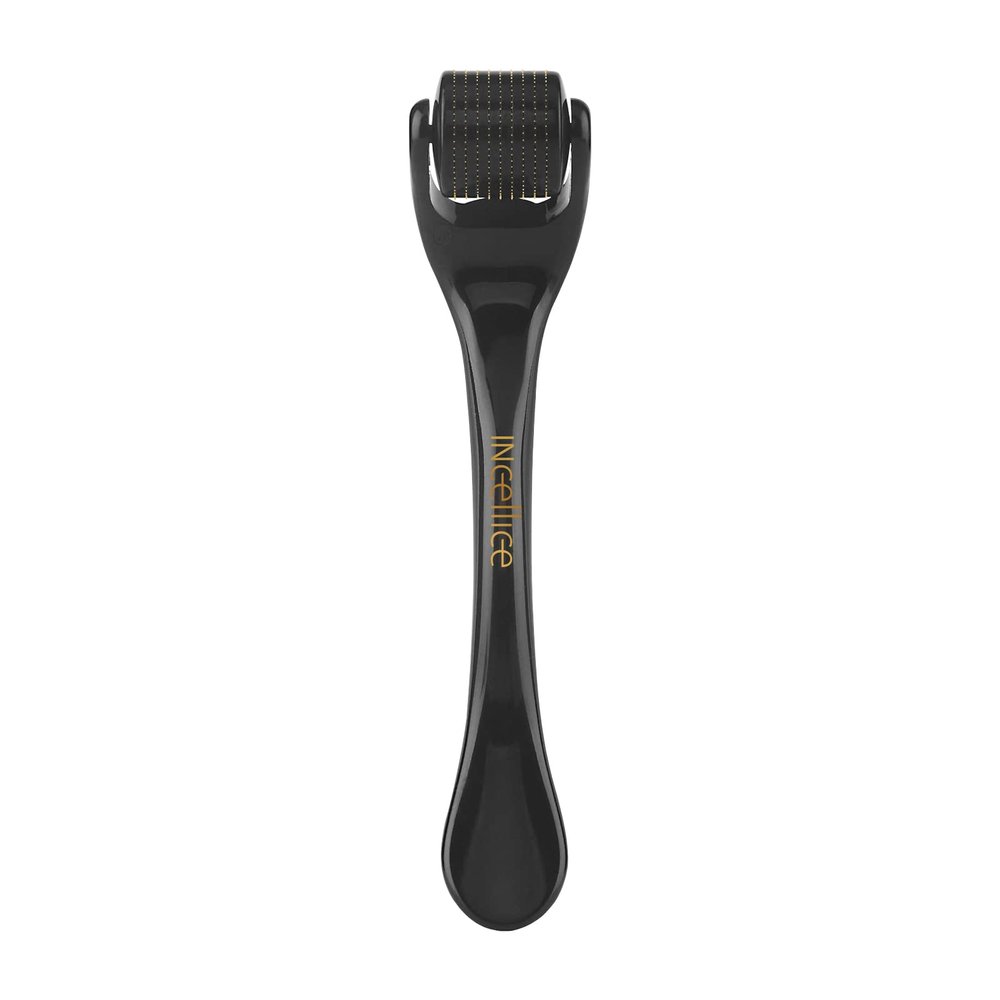 Derma Roller Titanium, Microneedling Roller with 540 Needles, Beard Roller, Micro Needle Roller for Men and Women Home Use - Jet Black
