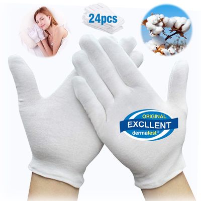 Cotton Gloves - 24pcs Soft White Gloves Moisturizing Eczema Gloves for Dry Hands SPA Inspection (Small)