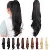 HSPJHTM Ponytail Extension,24" Black Claw Clip Hair Extensions for Women Straight Hair Piece Synthetic Wavy Pony Tail Halloween Fluffy Daily Use view 1