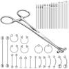 41 Pieces Body Piercing Tool Kit Include Septum Forceps Clamp Pliers 20 Pcs 316L Stainless Steel Piercing Needles and 20 Pcs Nose Ring Hoop Jewelry for Ear Lip Belly Navel Tongue (Classic Style) view 1