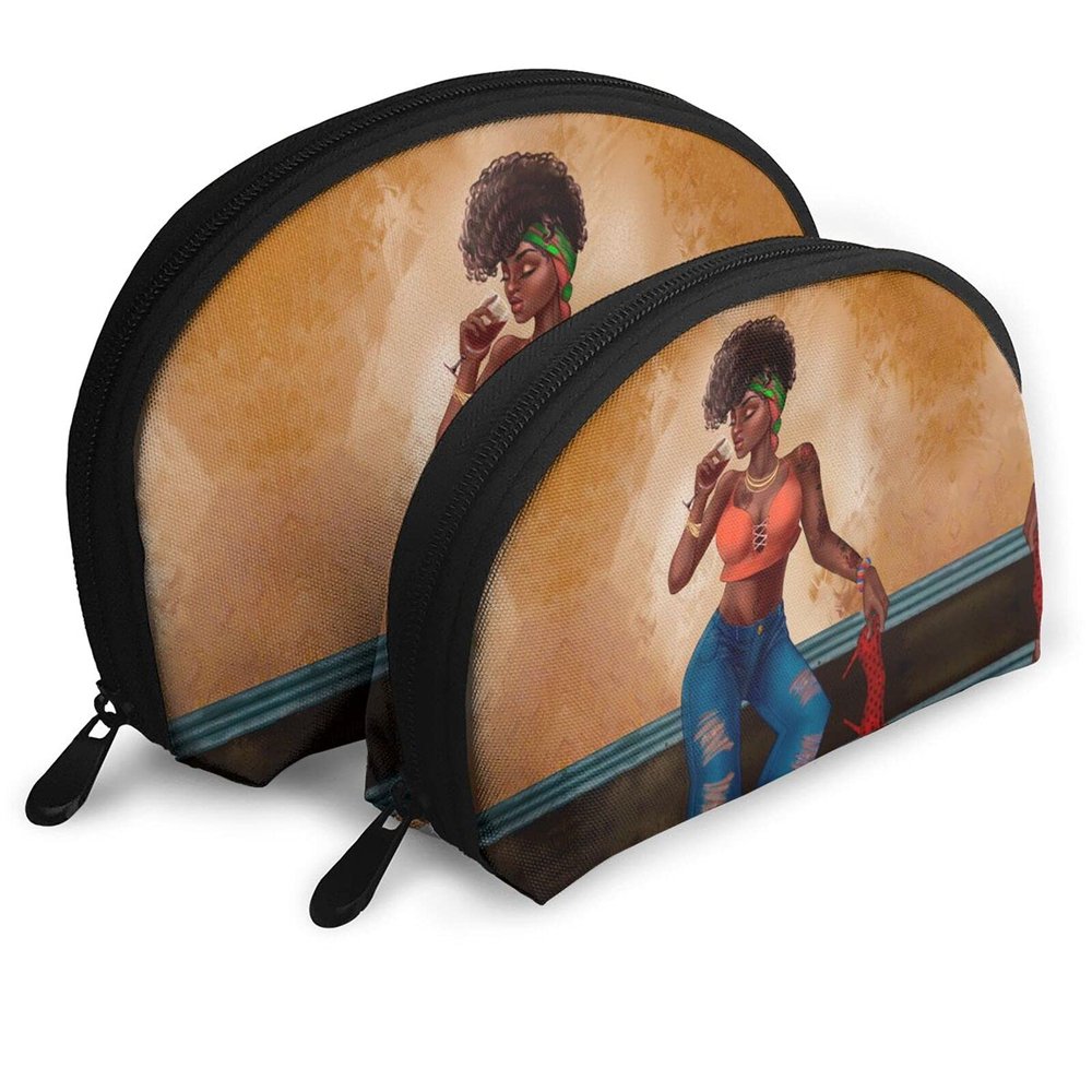 Dudietry Explosion Hair Girl3 Fashion Cosmetic Bags Portable Bag Clutch Pouch Beauty Case set Women Men Travel Purse with Zipper Handbag Organizer 2pcs