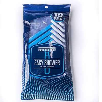 Easy Shower Disposable Body Razor for Men (10 Pack) - Sensitive Body Razors/Blades (Blue)