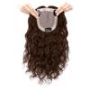 14" Handtied Wavy Curly Mono Topper Clip in Hair Topper Huaman Hair 10x12cm Medium Top Hairpieces for Women with Thinning Hair/Loss Hair Add Hair Volume Dark Brown view 3