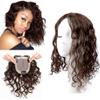 12" Handtied Wavy Curly Mono Topper Clip in Hair Topper Huaman Hair 10x12cm Medium Top Hairpieces for Women with Thinning Hair/Loss Hair Add Hair Volume Dark Brown view 1