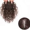 12" Handtied Wavy Curly Mono Topper Clip in Hair Topper Huaman Hair 10x12cm Medium Top Hairpieces for Women with Thinning Hair/Loss Hair Add Hair Volume Dark Brown view 3