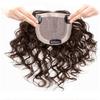 10" Handtied Wavy Curly Mono Topper Clip in Hair Topper Huaman Hair 10x12cm Medium Top Hairpieces for Women with Thinning Hair/Loss Hair Add Hair Volume Dark Brown view 2