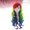 1pc Rainbow Hair Wig Holiday Cosplay Wig Synthetic s for Women Rainbow Color Hair Extension Long Wavy Cosplay Style Long Curls Hair Set Harajuku Style Miss view 2