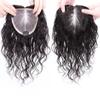 10" Breathable Wavy Curly Human Hair Topper Clip in Remy Hair Piece for Women Free Parting All Handmade 5.5x6" Mono Base Top Hairpieces Fluffy Natural Black view 1