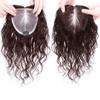 12" Breathable Wavy Curly Human Hair Topper Clip in Remy Hair Piece for Women Free Parting All Handmade 5.5x6" Mono Base Top Hairpieces Fluffy Dark Brown view 1