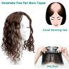 12" Breathable Wavy Curly Human Hair Topper Clip in Remy Hair Piece for Women Free Parting All Handmade 5.5x6" Mono Base Top Hairpieces Fluffy Dark Brown view 2